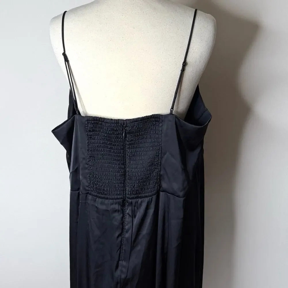 Abercrombie Black Satin Camille Maxi Dress